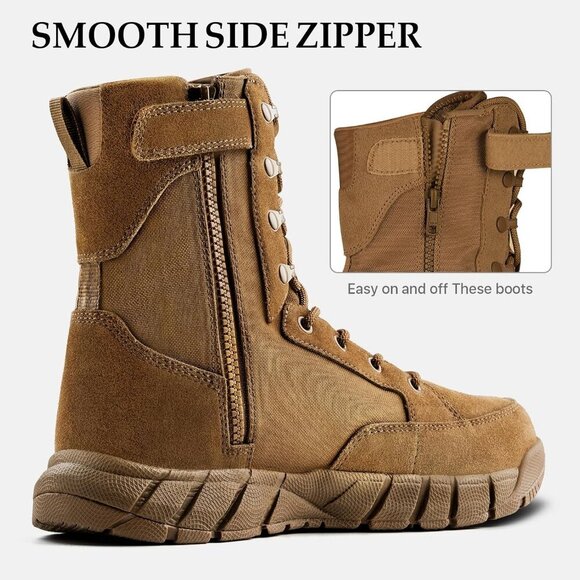 ⚡ Men\'s Deep Brown Combat Suede Leather Lightweight Military Work Desert Boot main image 4